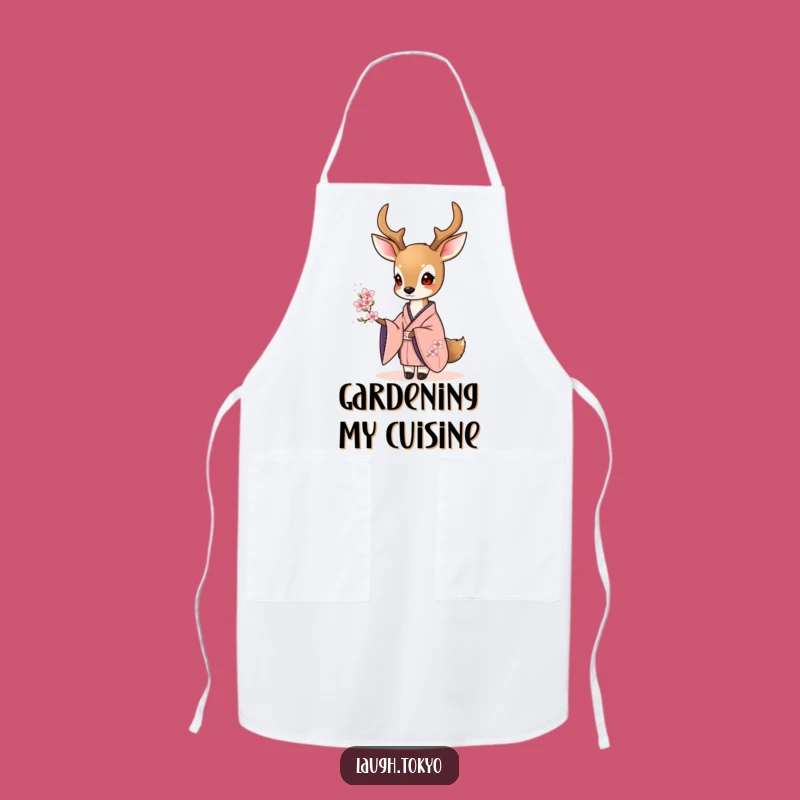 Funny Deer Kimono Apron: Elegant Blossom Kitchen Linen, Ideal Humorous Gift