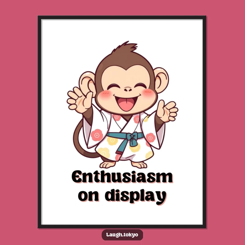 Funny Monkey Kimono Digital Art: Joyful Wall Decor & Cheerful Printable