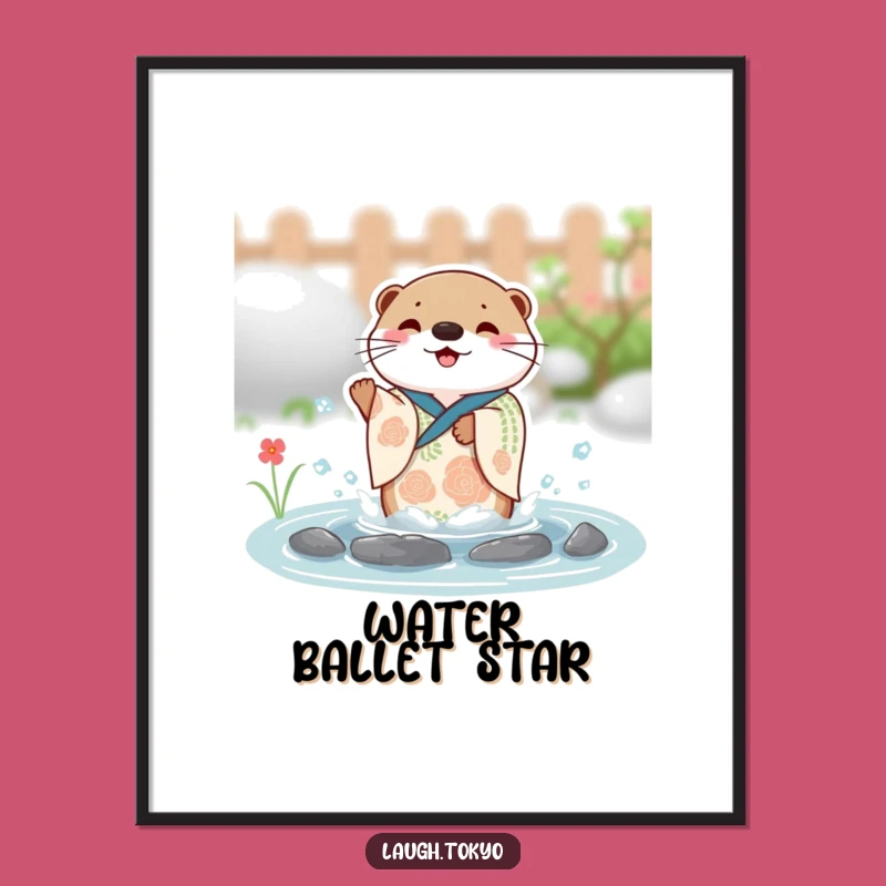 Funny Otter Digital Print: Joyful Festive Splash Artwork, Instant Humorous Gift