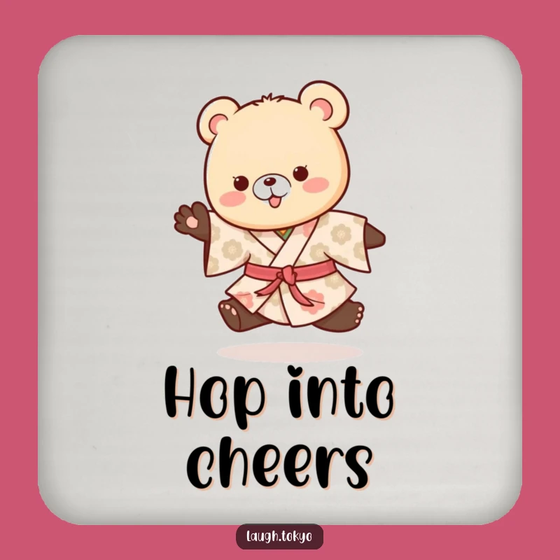 Funny Bear Cub Coaster: Playful Patterned Hop Drink Protector, Ideal Humorous Gift