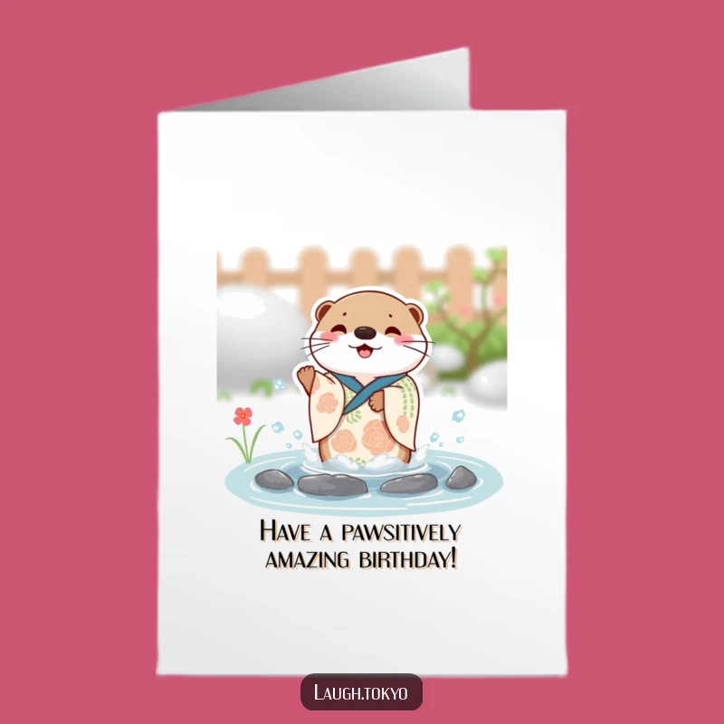 Free Printable Birthday Card: Otter Kimono Splash for a Joyful Celebration
