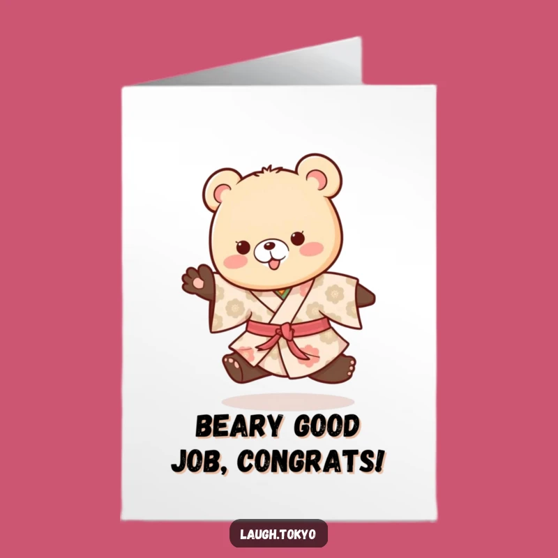 Free Printable Congrats Card: Bear Cub Kimono Hop for Cheers and Joys