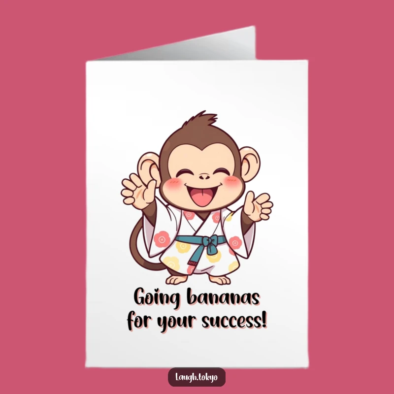 Free Printable Monkey Kimono Congrats Card: Joyful & Funny Downloadable Gift