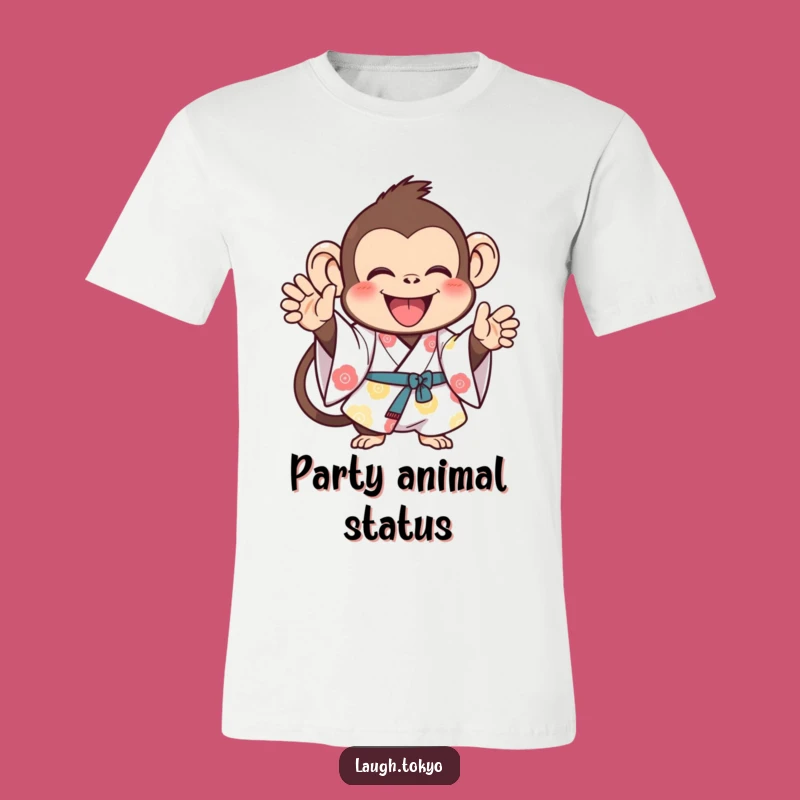 Funny Enthusiastic Monkey Kimono T-Shirt: Lively & Fun Animal Tee